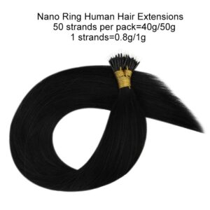100% Human Hair Nano Ring Hair Extensions Machine Remy Pre-bonded Straight Nano Tip Indian Hair