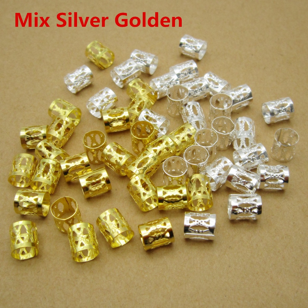 100Pcs/Lot Golden/Silver adjustable micro viking hair dread Braids