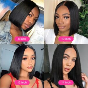 13×4 Straight Bob Wig Lace Front Human Hair Wig Pre Plucked with Baby Hair Brazilian Remy Hair Frontal Short Bob Wig Black Women