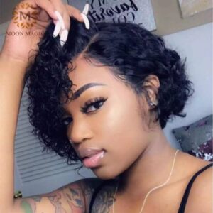 13×6 Curly Bob Lace Front Wigs 4×4 Lace Closure Wig Short Bob Wig Lace Front Human Hair Wigs Pixie Cut Lace Wig 250 Density