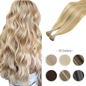 15 Colors Itip Hair Human Hair Keratin Brazilian Fusion Hair Extension Tips 40G/80G Machine Made Remy Balayage Extensible