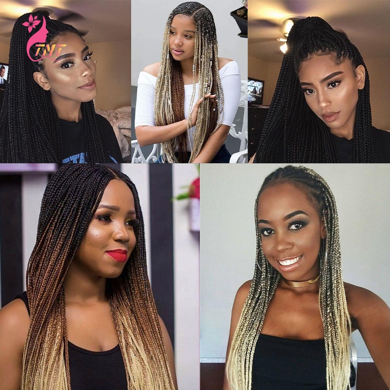 26 Inch Ombre Long Synthetic Wigs Box Braided Wigs For Black Women ...