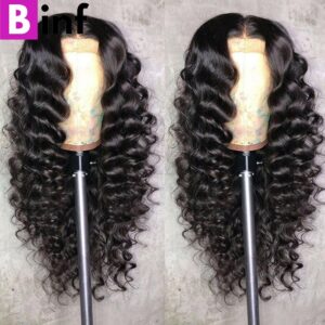 28 30 inch Loose Deep Wave Lace Front Human Hair Wigs For Black Women 13×1 T Part Lace Wig 4X4 Lace Closure Wig Prelucked Hair