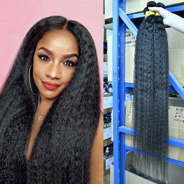 Inch Kinky Straight Hair Bundles Yaki Straight Hair Weave ALIANNA Peruvian Human