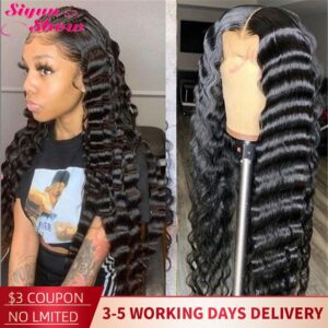 30 Inch Brazilian Loose Deep Wave Wig Curly 360 Lace Frontal Wig Preplucked Remy 13×6 Lace Front Human Hair Wigs For Black Women