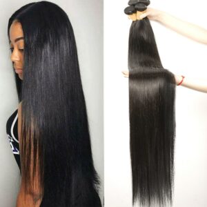 32 34 36 38 40 inch Brazilian Straight Hair Bundles 100% Natural Human Hair hoho Hair 1 3 4 Bundles Double Wefts Thick Remy Hair