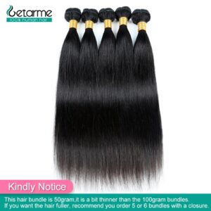 50g/Piece Brazilian Straight Hair Bundles With Closure Non-Remy 4*4 Tissage Bresiliens Avec Closure With Bundles Low Ratio