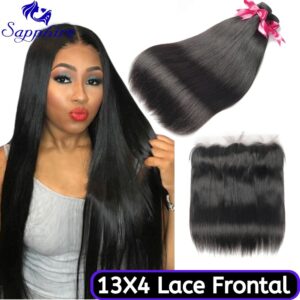 8″-36″ Straight Hair Frontal With Bundles Human Hair Bundles With Frontal Brazilian Hair Weave Bundles With Closure Frontal