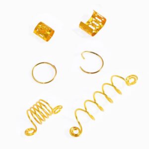 90PCS Golden Metal African Hair Rings Beads Cuffs Tubes Charms Dreadlock Dread Hair Braids Jewelry Decoration Accessories
