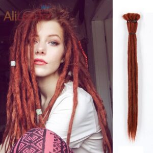 Alileader Brown Handmade Dreadlocks Hair Extensions 20 Inch Crochet Braids Maya Hip-Hop Synthetic Dreads Crochet Braiding Hair