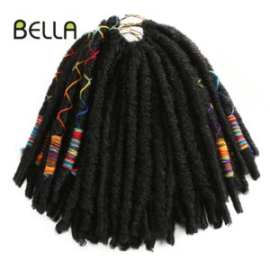 Bella Crochet Hair Dreadlocks Faux Locs Braiding Hair Extensions Synthetic Dreadlock Jumbo 12-26 inch 12 Strands Crochet Hair
