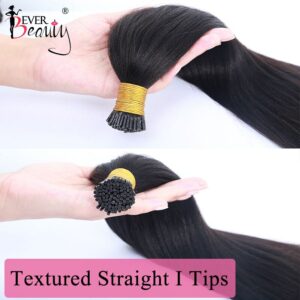 Croase Light Yaki Straight I Tip Hair Extensions Textured Straight I Tip Microlinks For Women Brazilian Virgin Hair Ever Beauty