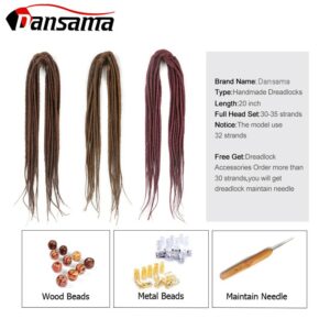 Dansama Dreadlocks Hair Extension Handmade Dreads Synthetic Braiding Hair Blonde Black Ombre Color 20 Inch Faux Locks For Women
