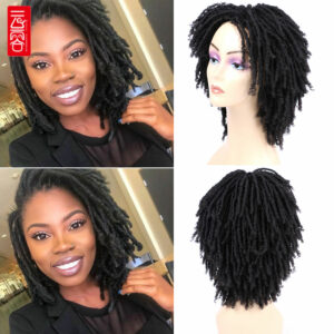 Dreadlock Crochet Twist Hair Wigs Soft Short Bouncy Curly Synthetic Wigs For Black Women Synthetic Crochet Soul Locs Braid Wigs