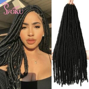 Faux Locs Synthetic Braids Straight Hair Extensions Pure Black Color Blonde Crochet Braiding Dreadlocks Braid Afro Hairstyle