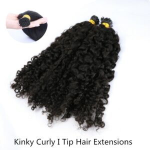 Kinky Curly I Tip Microlinks Human Hair Extensions For Black Women Brazilian Virgin Hair Bulk Natural Black Color Extension