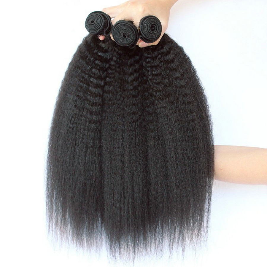 Kinky Straight Bundles 100% Human Hair Weave Bundles Non-Remy Coarse ...