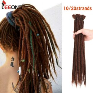 Leeons Handmade Dreadlocks Hair Extensions For Women 10/20Strands Handmade Dreads Synthetic Braiding Hair Crochet Braids Styles