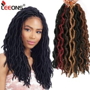 Leeons Wholesale Faux Locs Curly Crochet Braids Hair Extension 6pcs Synthetic Brading Hair Soft Dread Locks Goddess Crochet Locs