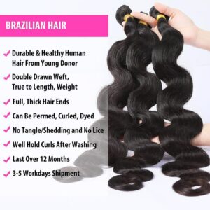 Luvin 28 30 40 inch brazilian hair weave human hair 3 4 bundles with closure body wave and Lace closure weaves free shipping