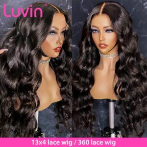 Luvin Body Wave 360 Lace Frontal Wigs 26 28 30 Inch Pre Plucked With Baby Hair Brazilian Human Hair 180 Density Front Wig Remy