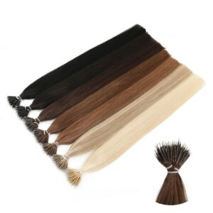 MRSHAIR Nano Rings Micro Beads 100% Human Hair Extensions NonRemy Hair Brown Blonde Pure Color 50-200strands 12 16 20 24 Inch