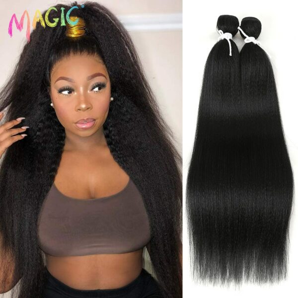 Magic Straight Synthetic Weave 2 Pcs/lot Natural Yaki Hair Bundles 