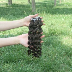 Mongolian Loose wave Micro Ring Hair Extensions 1g/s Remy Natural Color #4 Micro Bead Loop Human Hair Extension 12-24inch
