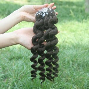 Mongolian Loose wave Micro Ring Hair Extensions 1g/s Remy Natural Color #4 Micro Bead Loop Human Hair Extension 12-24inch
