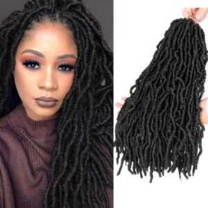 Mtmei Hair Faux Locs Crochet Hair Natural Curly Dreadlocks Hair Black Dark Brown Soft Locs Crochet Braids 18″ 21Strands/Pack
