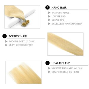 Neitsi Micro Beads None Remy Nano Ring Links Human Hair Extensions 20″ 1.0g/s 50g 100g Blonde Black Natural Straight 20 Colors