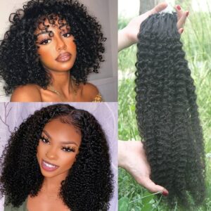 Peruvian Afro Kinky Curly Micro Ring Hair Extensions 1g/s Remy Natural Color #4 Micro Bead Loop Human Hair Extension 12-26inch