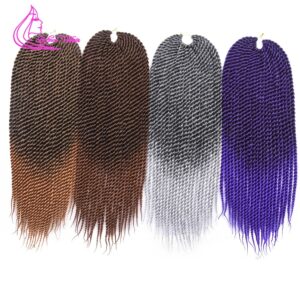 Refined Hair 0.8cm Diamater Handmade Crochet Braids Senegalese Twist Hair Extensions Ombre Brown Synthetic Braids 22Strands/pc