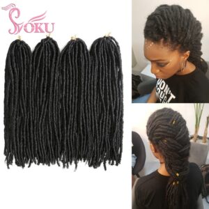 SOKU Faux Locs Braids Synthetic Hair Extensions Braiding Natural Black Jumbo Crochet Dread Hair Braid Dreadlocks Hairstyle