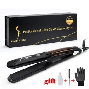 Steam hair Straightener Flat Iron Tourmaline Ceramic Professional Hair Straightener Culer Salon steam hair Iron Drop shipping
