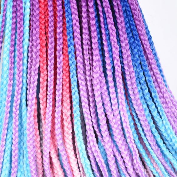 Tomo Ombre Crochet Hair Box Braids Synthetic 24inch Long Rainbow Pink Braiding Hair 22strands