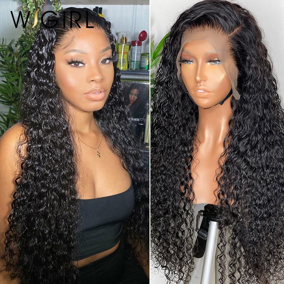 Wigirl Brazilian Water Curly 13×4 Lace Front Human Hair Wigs 26 28 30inch Deep Wave Long Frontal 