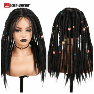 Wignee Black Synthetic Wigs Dreadlock Dreads For Black Women High Temperature Braiding Crochet Twist Fiber African Hair Wigs