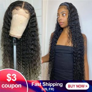 curly human hair wig short bob lace front human hair wigs for Black Women brazilian deep water wave hd frontal 28 30 inch long