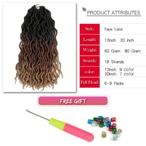 ombre curly crochet hair synthetic braiding hair extensions goddess faux locs 12 inches and 20inches soft dreads dreadlocks hair