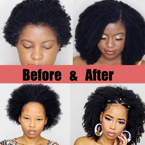 Mongolian Afro Kinky Curly Hair Weave With Closure Natural Black 4B 4C ...