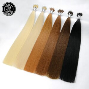 Fairy Remy Hair 1g/s 16 inch Remy Nano Tip Hair Extensions Brown Color Keratin Straight European Micro Beads Hair 50 Pieces