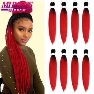 Mirra’s Mirror 8pcs Pre Stretched Braiding Hair Professional Itch Free Synthetic Fiber Braids Yaki Texture Hair