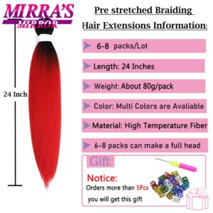 Mirra’s Mirror Braids Ombre Braiding Hair Extensions 24inches Synthetic Jumbo Braids Hair Three/Two Tone Pink Red Green