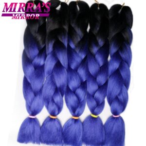 Mirra’s Mirror Jumbo Braid Hair Ombre Braiding Hair Extensions 24inch Synthetic Hair For Braids Blue Green Two/Three Tone