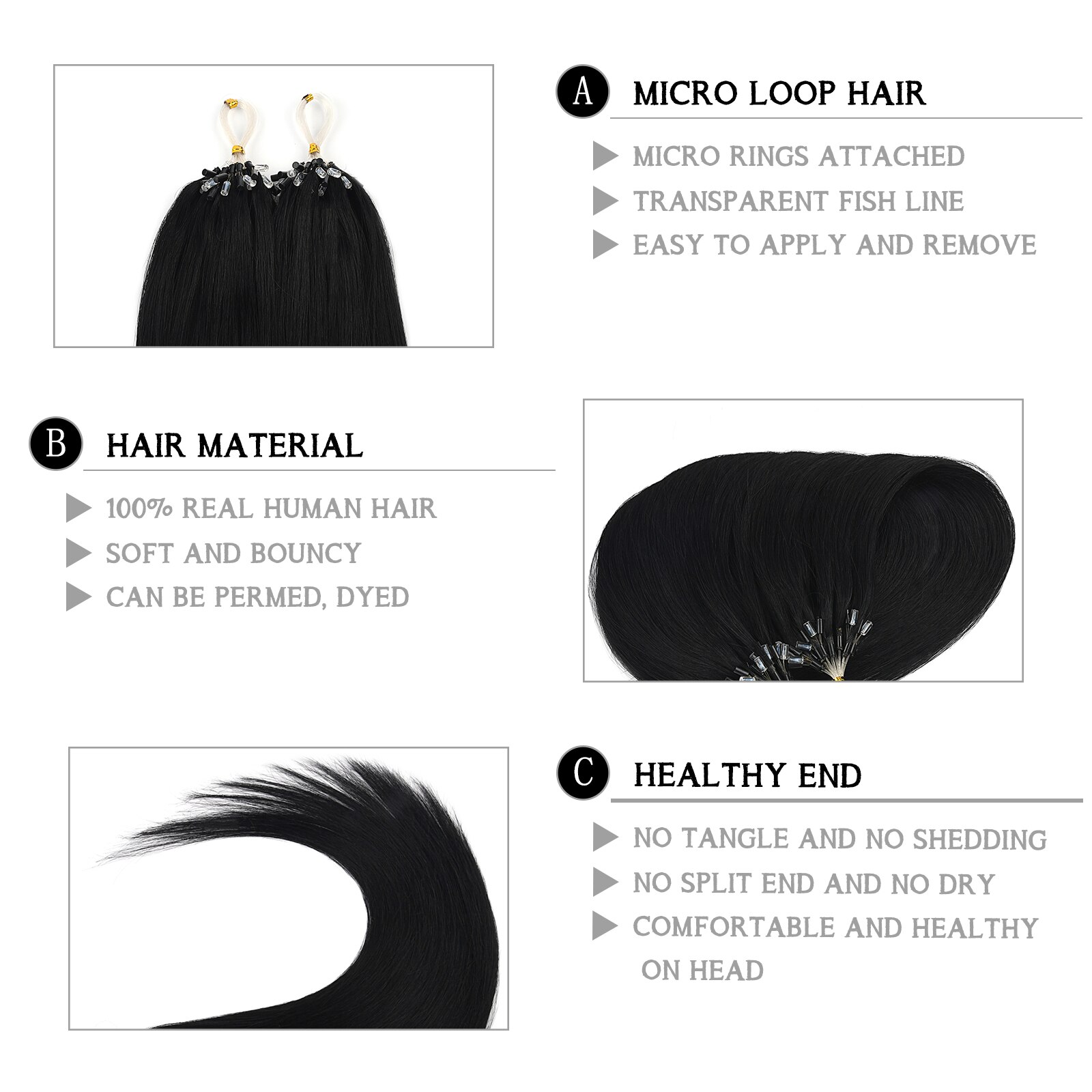 neitsi 3 pc kit for micro ring link hair and feather extensions