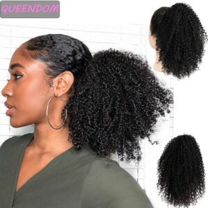 Drawstring Puff Ponytail Afro Kinky Curly Hair Extensions for Women Ombre Synthetic African American Hairpieces Clip In PonyTail