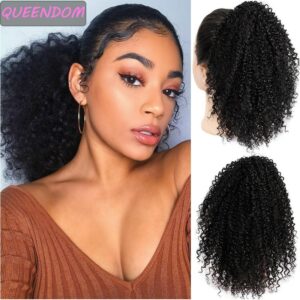 Drawstring Puff Ponytail Afro Kinky Curly Hair Extensions for Women Ombre Synthetic African American Hairpieces Clip In PonyTail